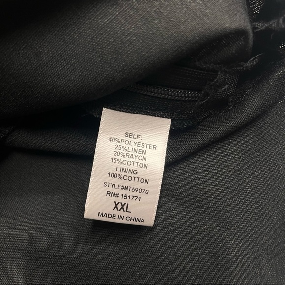 Imperfect NWT Gilli linen blend top tie straps black scalloped hem size XXL top - Picture 5 of 12